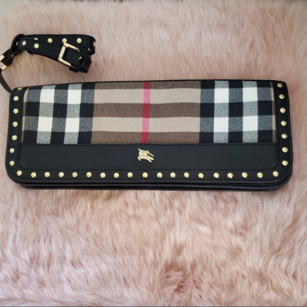 Leather and Canvas Burberry Clutch